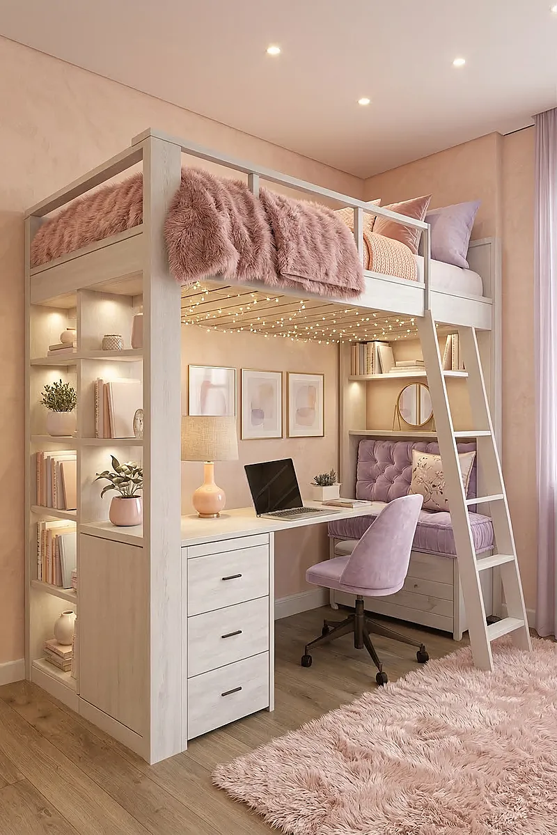 Кровать-чердак Рыцарь — Girls