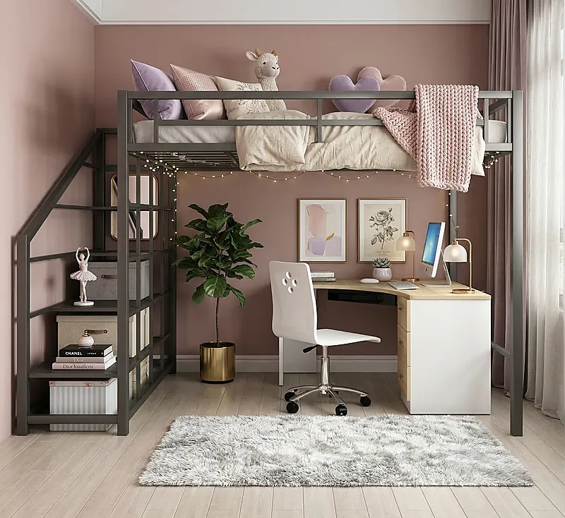 Кровать-чердак Сталь-2 — Girls