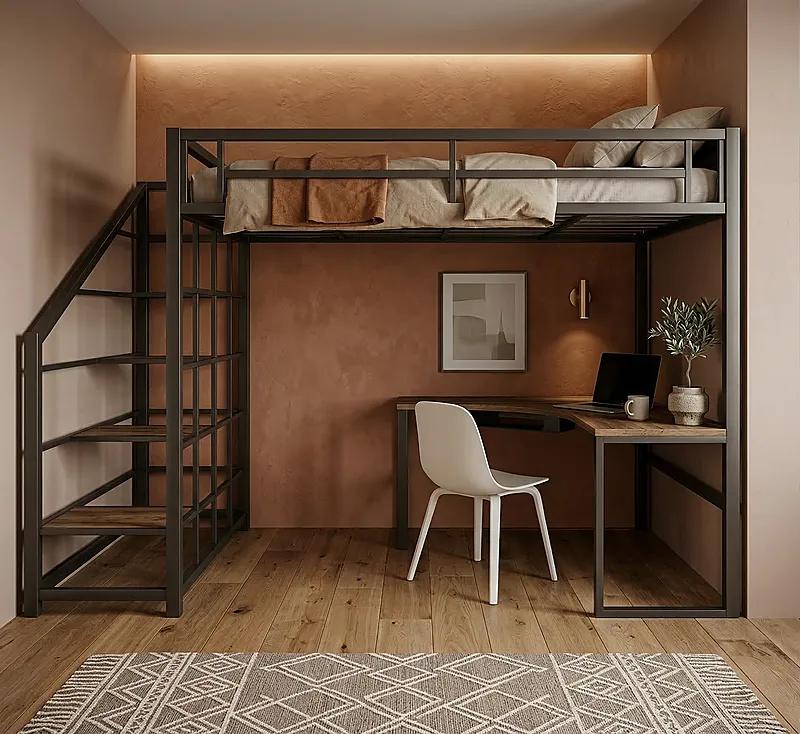 Кровать-чердак Сталь-2 — Eco Warm