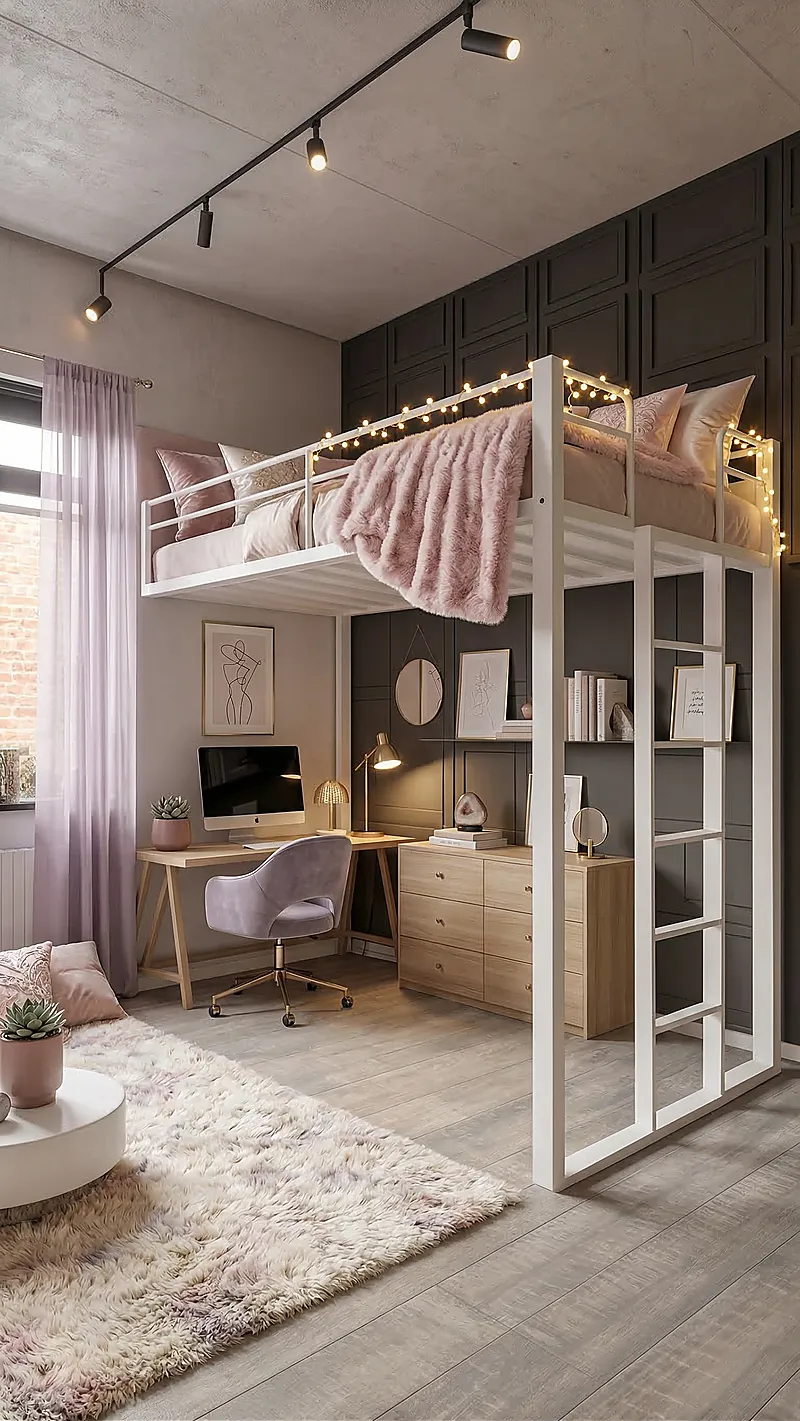 Кровать-чердак Антресоль — Girls
