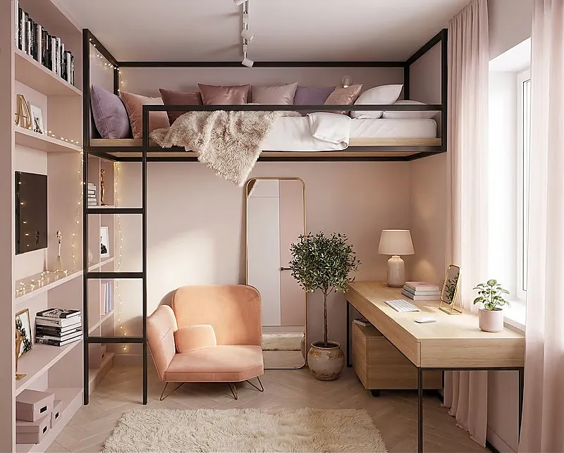 Кровать-чердак Линия — Girls