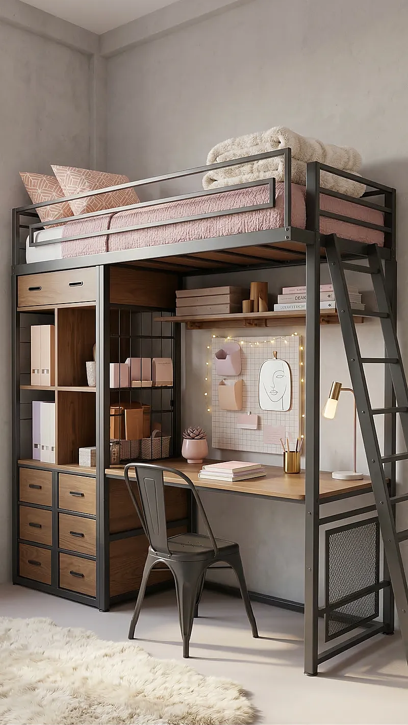 Кровать-чердак Метро — Girls