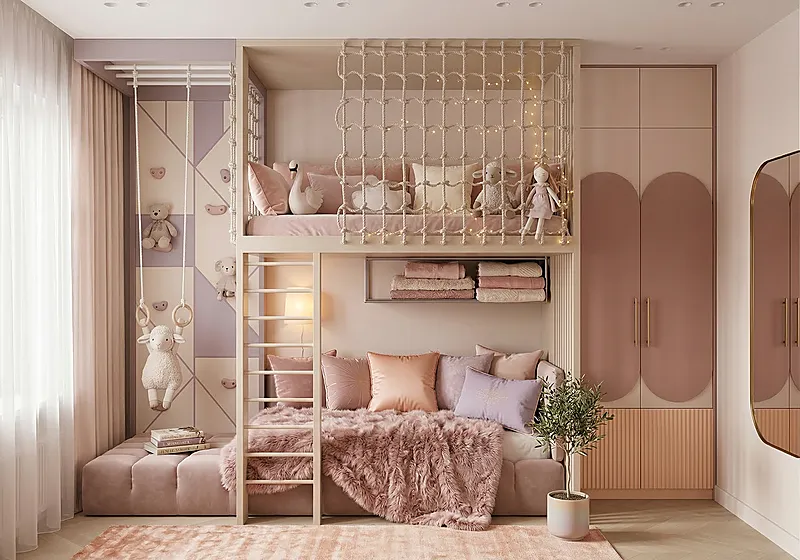 Кровать-чердак Ракета — Girls