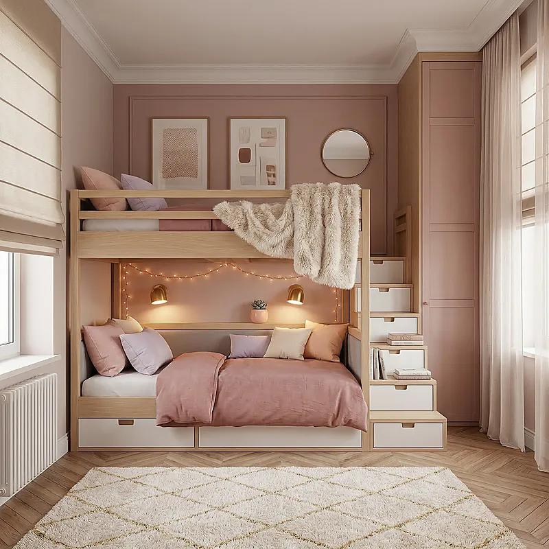 Кровать-чердак Вилла — Girls