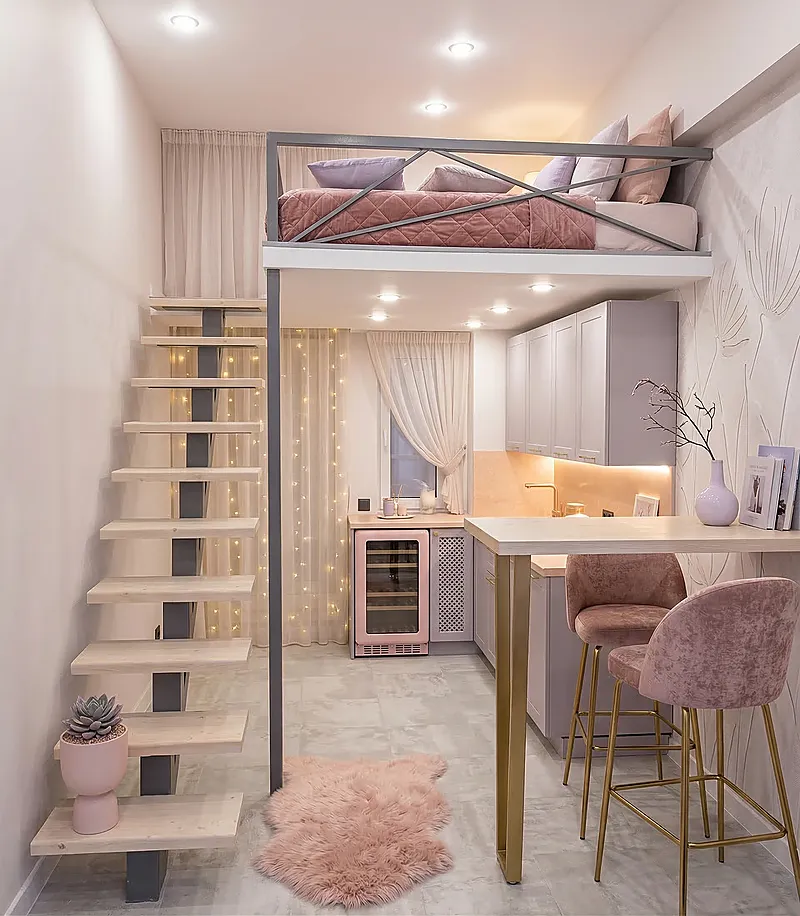 Кровать-чердак Пьедестал-2 — Girls