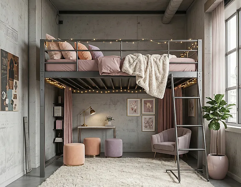 Кровать-чердак Сталь — Girls