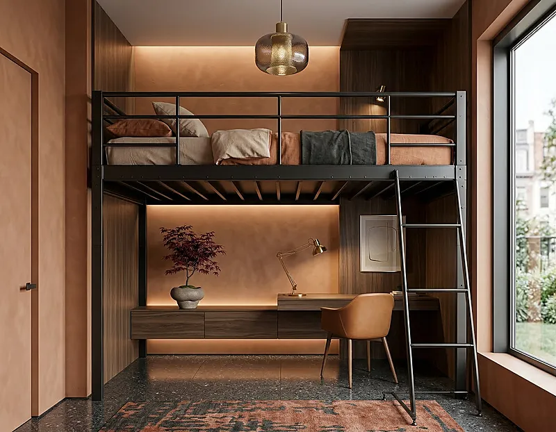 Кровать-чердак Сталь — Eco Warm