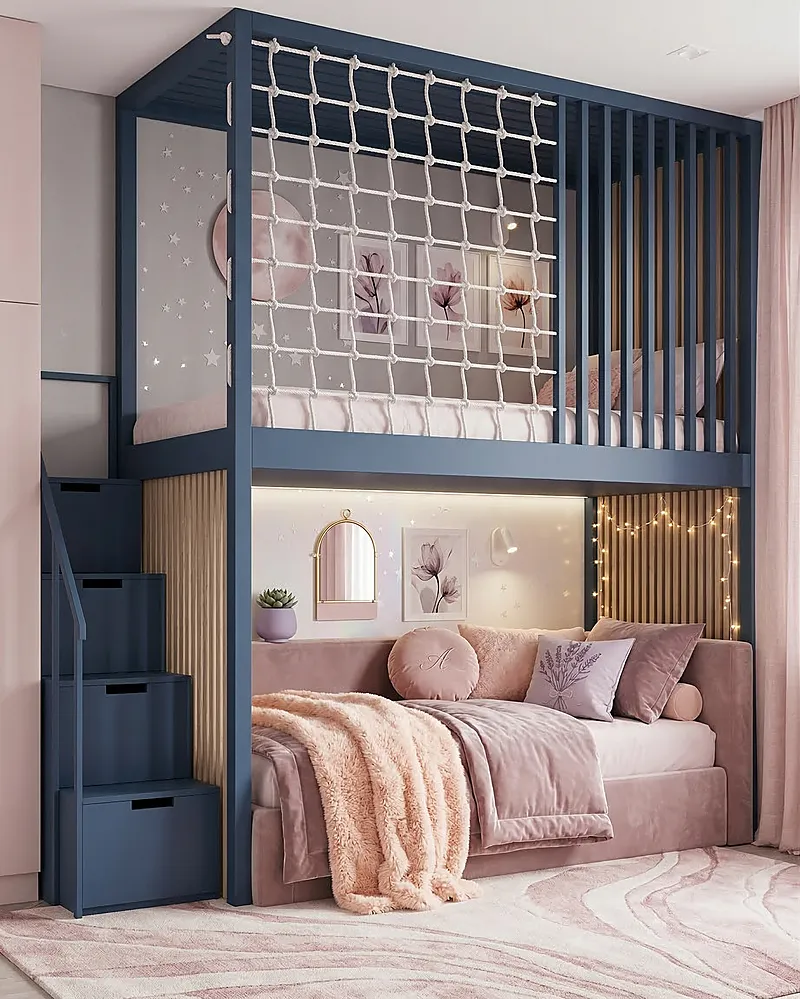 Кровать-чердак Особняк — Girls